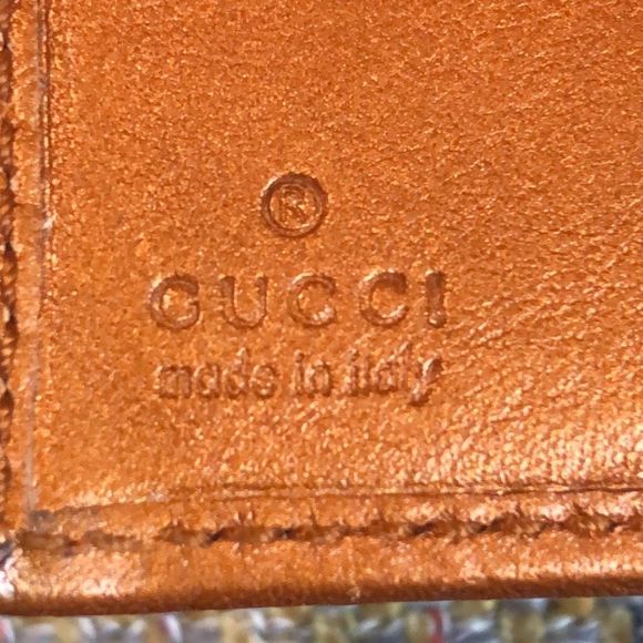 GUCCI GG Monogram Canvas Burned Orange Leather Trifold Wallet Monogrammed Clasp - Picture 17 of 17